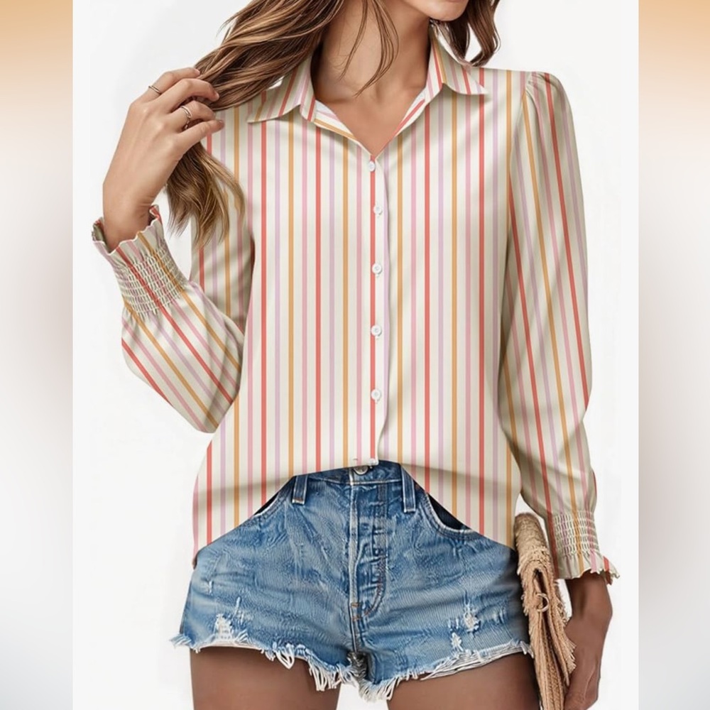 Striped Button-Up Blouse
